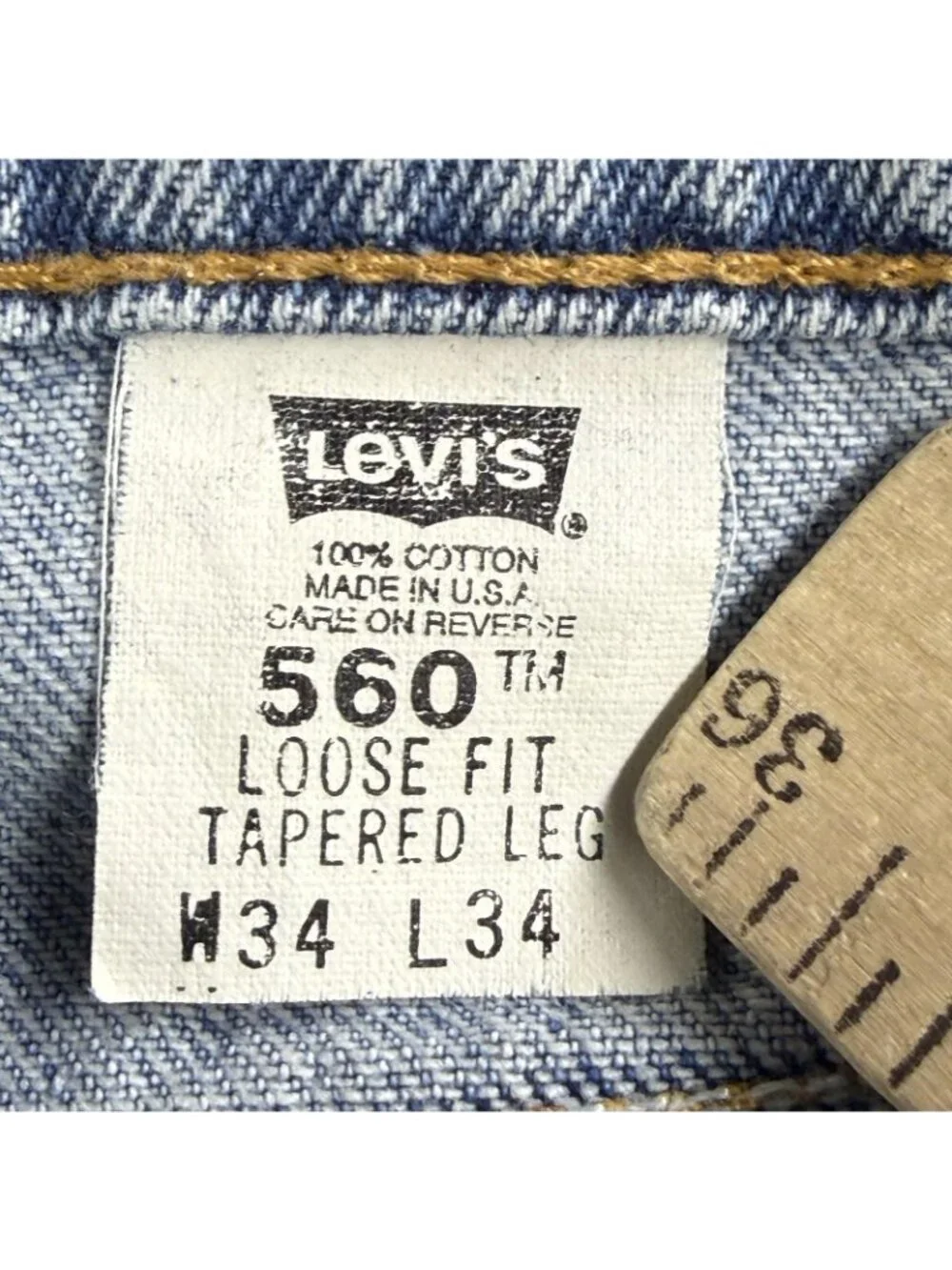 Vintage Levis 560 Jeans Mens 34x34 Blue Loose Tapered Zip Fly Made In USA 90s
